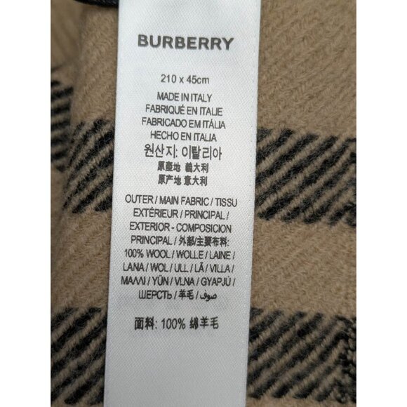 Burberry Giant Check Wool Scarf Camel 210*45cm 8094281 - Picture 5 of 7